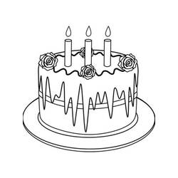 着色页: 生日蛋糕 (食物和营养) #201121 - 免费可打印着色页