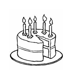 着色页: 生日蛋糕 (食物和营养) #201122 - 免费可打印着色页