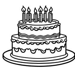 着色页: 生日蛋糕 (食物和营养) #201124 - 免费可打印着色页