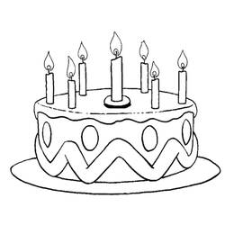 着色页: 生日蛋糕 (食物和营养) #201125 - 免费可打印着色页