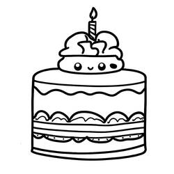 着色页: 生日蛋糕 (食物和营养) #201126 - 免费可打印着色页