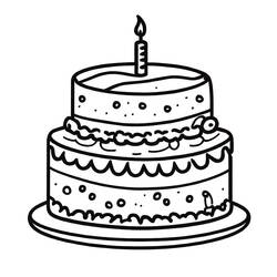 着色页: 生日蛋糕 (食物和营养) #201127 - 免费可打印着色页