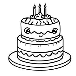 着色页: 生日蛋糕 (食物和营养) #201128 - 免费可打印着色页