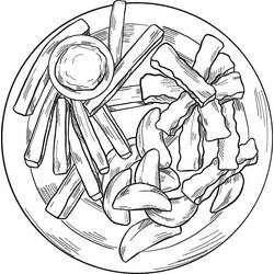 着色页: 薯条 (食物和营养) #209085 - 免费可打印着色页