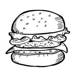 着色页: 汉堡包 (食物和营养) #186772 - 免费可打印着色页