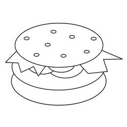 着色页: 汉堡包 (食物和营养) #186779 - 免费可打印着色页