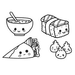 着色页: 可爱食物 (食物和营养) #209274 - 免费可打印着色页