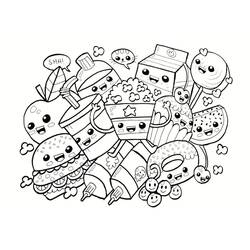 着色页: 可爱食物 (食物和营养) #209284 - 免费可打印着色页
