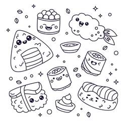 着色页: 可爱食物 (食物和营养) #209297 - 免费可打印着色页