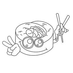 着色页: 寿司 (食物和营养) #209234 - 免费可打印着色页