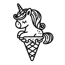 着色页: 独角兽冰淇淋 (食物和营养) #211761 - 免费可打印着色页