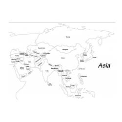 着色页: 亚洲地图 - 免费可打印着色页