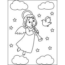 着色页: 圣诞天使 (节日和庆典) #200061 - 免费可打印着色页