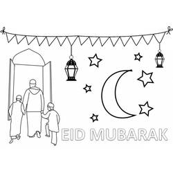 着色页: Eid Mubarak - 免费可打印着色页