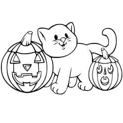 着色页: 万圣节猫 (节日和庆典) #203963 - 免费可打印着色页
