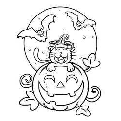 着色页: 万圣节猫 (节日和庆典) #203981 - 免费可打印着色页