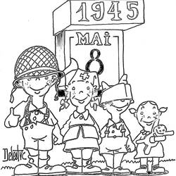 着色页: 胜利日，1945年5月8日 - 免费可打印着色页