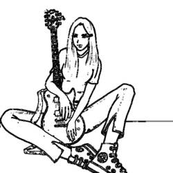 着色页: 吉他手 (行业和专业) #98072 - 免费可打印着色页