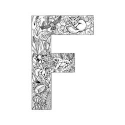着色页: 字母F (字母和字母表) #194609 - 免费可打印着色页