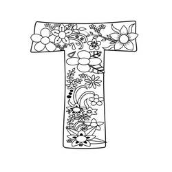 着色页: 字母T (字母和字母表) #194788 - 免费可打印着色页