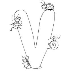 着色页: 字母V (字母和字母表) #194814 - 免费可打印着色页