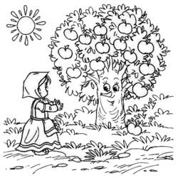 着色页: 苹果树 (自然与季节) #163773 - 免费可打印着色页
