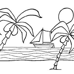 着色页: 海滩 (自然与季节) #159026 - 免费可打印着色页