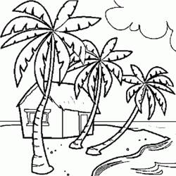 着色页: 海滩 (自然与季节) #159027 - 免费可打印着色页