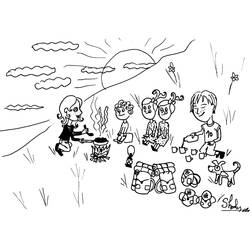 着色页: 篝火 (自然与季节) #156768 - 免费可打印着色页