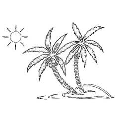 着色页: 椰子树 (自然与季节) #162123 - 免费可打印着色页