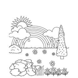 着色页: 太阳和云 (自然与季节) #156223 - 免费可打印着色页