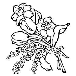 着色页: 一束鲜花 (自然) #160801 - 免费可打印着色页