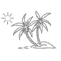 着色页: 椰子树 (自然) #162123 - 免费可打印着色页