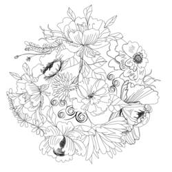 着色页: 花卉 (自然) #155112 - 免费可打印着色页