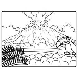 着色页: 火山 (自然) #166609 - 免费可打印着色页