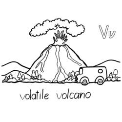 着色页: 火山 (自然) #166617 - 免费可打印着色页