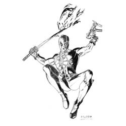着色页: 死侍 (超级英雄和超级恶棍) #82902 - 免费可打印着色页