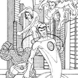 着色页: 神奇四侠 (超级英雄) #76403 - 免费可打印着色页