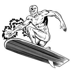 着色页: 银色冲浪者 (超级英雄) #81124 - 免费可打印着色页